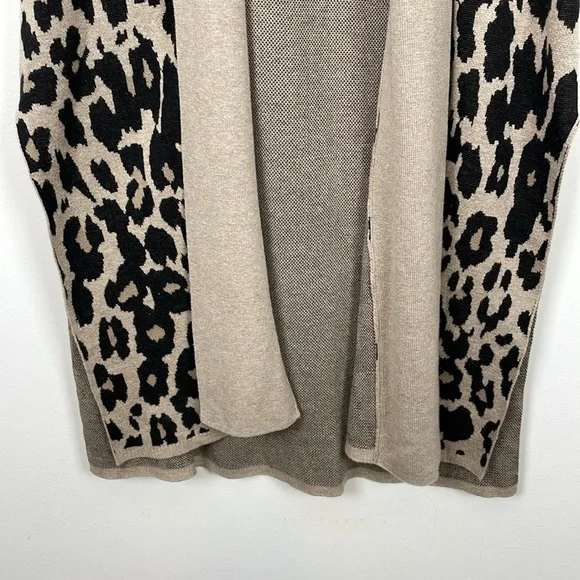 Lane Bryant Cotton Blend Leopard Print Sleeveless Open Cardigan women 14/16 - Picture 2 of 9